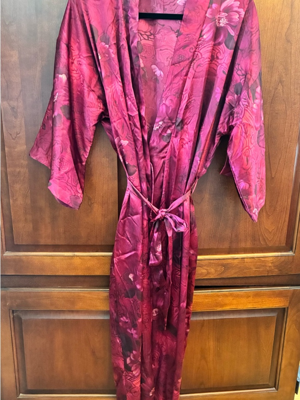 VTG Whimsigoth Floral Robe Kimono Women's Large Red Romantic Vamp feminine